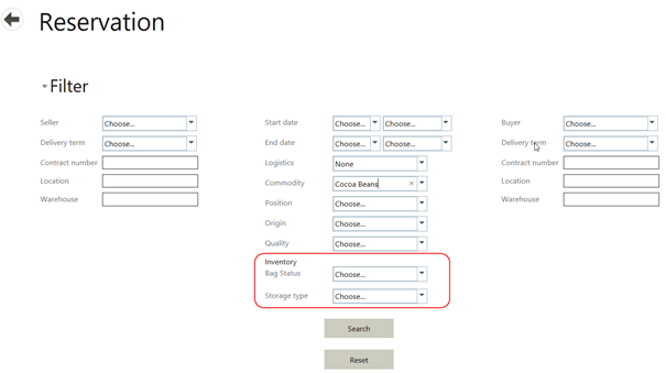 Inventory property filtering