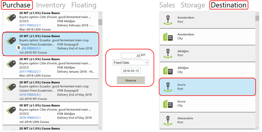 Purchase to destination reservation