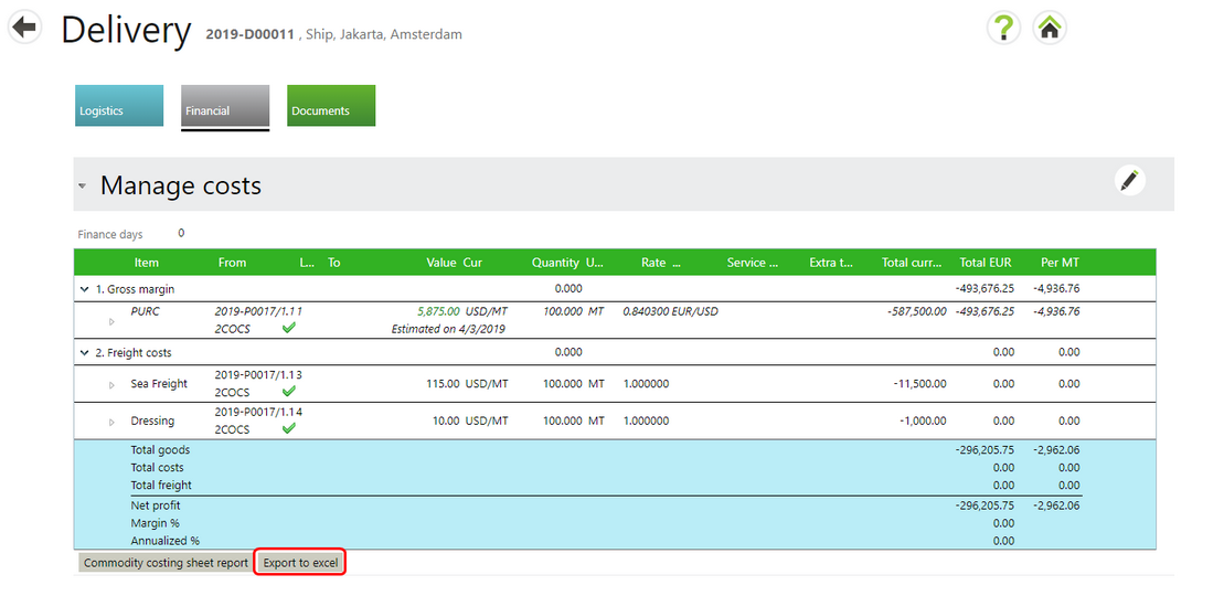 Delivery cost sheet export to Excel.bmp