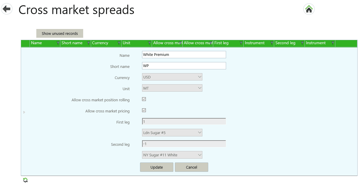 cross market spreads master data