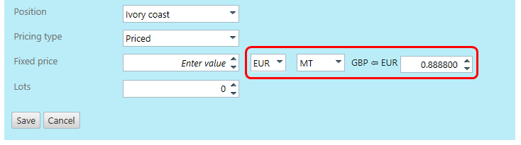 contract entry GBP Position to EUR