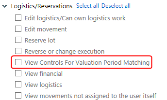 View controls for valuation period matching permission