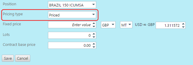 Priced pricing type