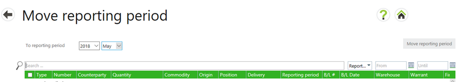 Move reporting period screen
