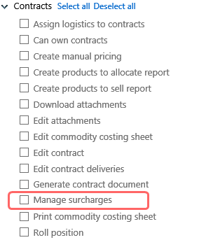 Surcharges Permission