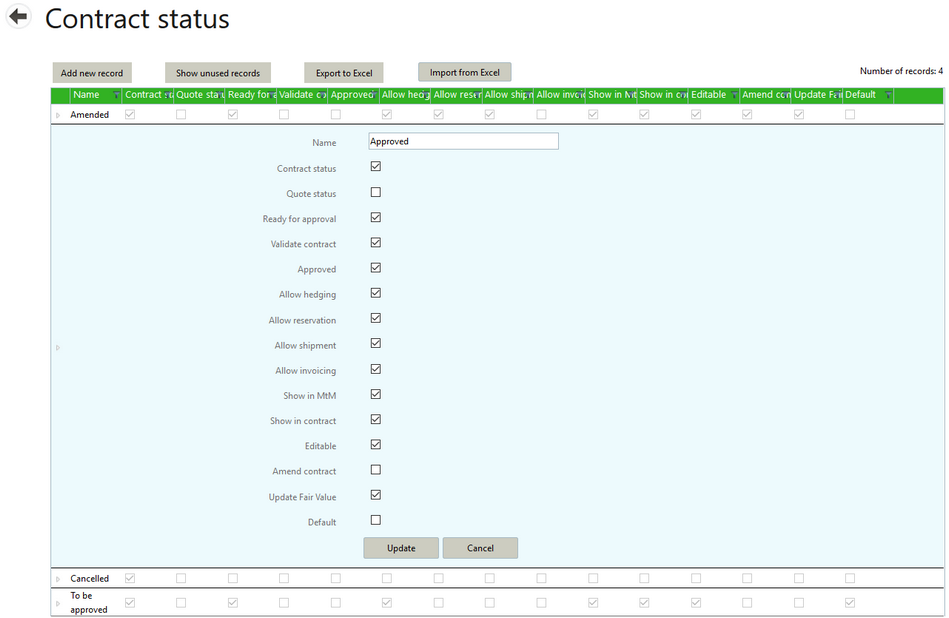 contract status master data