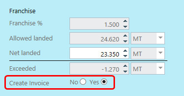 Franchise invoice section