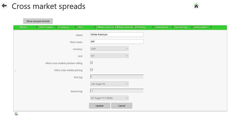 cross market spreads master data