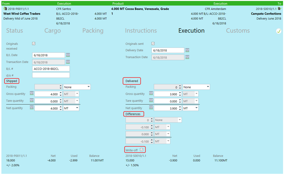 Delivery execution to sales